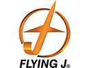 A gold 'j' with wings pointing upwards. It is in a golden circle with the words 'Flying J' underneath. Next to it is a small trademark symbol.