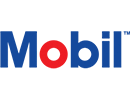 A logo of the word Mobil TM where the words are in navy blue except for the 'o', which is in red.