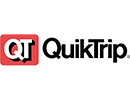A logo with the letters 'QT' in white with a black drop shadow. This is placed over a red square. Next to it says 'Quick Trip' in black letters.