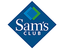 A blue diamond shape with green and lighter blue chevrons forming another diamond, accompanied by the text 'Sam's Club' in white