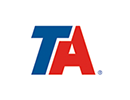 A logo with the letters 'T' and 'A' placed right next to each over where the 'T' slightly overlaps with the 'A'. The 'T' is a dark blue and the 'A' in in red. There is a small trademark symbol on the bottom right.