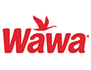 A logo of the word 'Wawa' in red with a red bird flying above it. There is a trademark symbol next to the last 'a'.